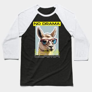 No Drama Llama Funky Alpaca Sunglasses Yellow Black Baseball T-Shirt